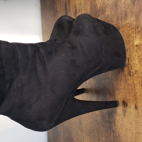Black velvet stilleto platform boots sz 9 - Picture 4 of 12